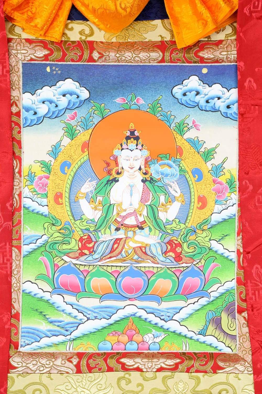 Thangkas Compassionate Chenrezig Framed Thangka TH176