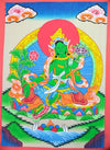 Thangkas,Gifts Default Green Tara Thangka Touched with Gold th071