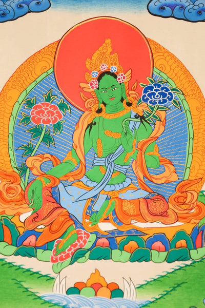 Green Tara Savioress Framed Thangka