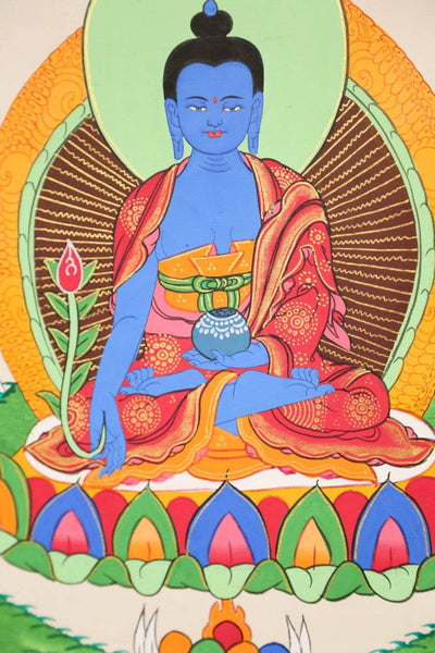 Buda de la medicina meditando enmarcado Thankga