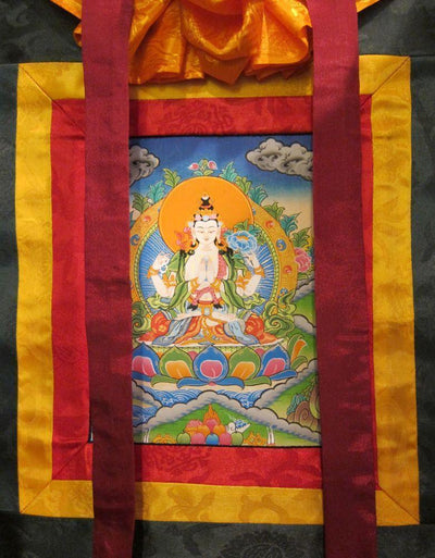 Thangkas,New Items Default Framed Tibetan Chenrezig Thangka th042