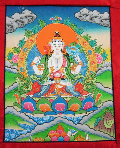Thangkas,New Items Default Framed Tibetan Chenrezig Thangka th042