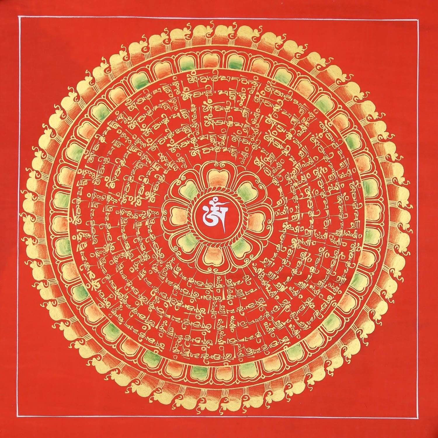 Tangka Red Red Tibetan Mantra Thangka - DharmaShop