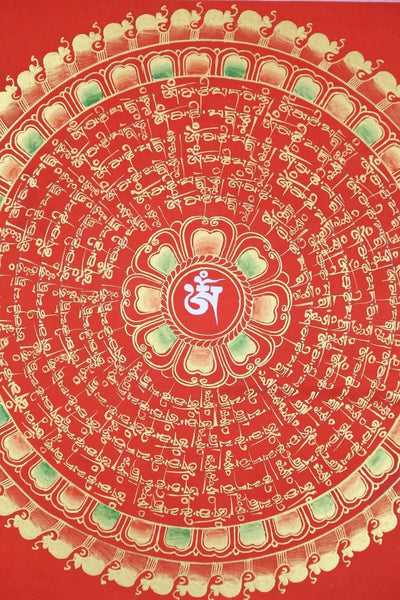 Thangkas Red Tibetan Mantra Thangka TH181
