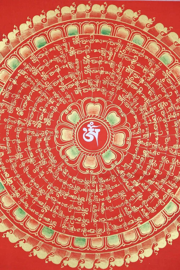 Tangka Red Red Tibetan Mantra Thangka - DharmaShop