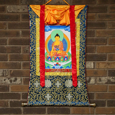 Iluminación Shakyamuni enmarcada Thangka