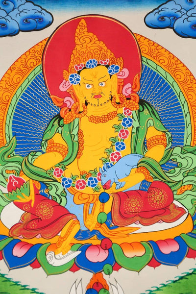 Yellow Jambhala Framed Thangka