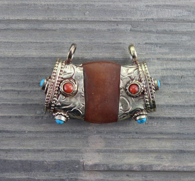 Tibetan Beads Carnelian Tibetan Focal Bead or Pendant be057