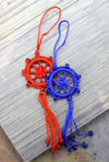 Tibetan Beads,Gifts,Mala Beads,Tibetan Style,Mala of the Day,Under 35 Dollars Blue Handmade Dharma Wheel For Mala or Car Mirror aa132blue