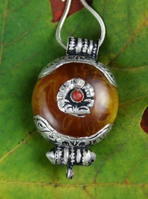 Tibetan Beads,Jewelry Default Copal Silver Pendant jp034