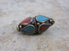 Tibetan Beads,New Items Default Brass Turquoise and Coral Bead be034