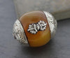 Tibetan Beads,Tibetan Style,Under 35 Dollars Default Large Amber Bead with Silver Cap be013