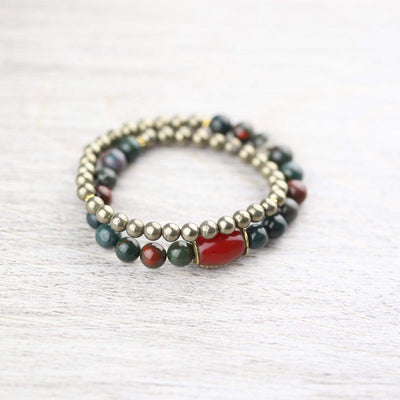 Bloodstone and Pyrite Purity Double Wrap