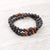 Wrist Malas Default Double Wrap Lava Rock and Thai Wood Beads Mala Bracelet wm225