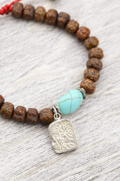 Wrist Malas Default Rudrashka Turquoise Wrist Mala wm0112