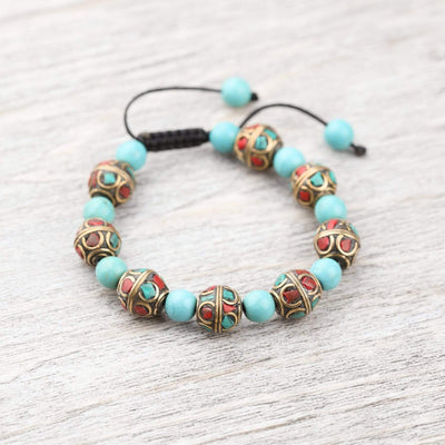 Wrist Malas Default Traditional Tibetan Turquoise Bead Bracelet wm230