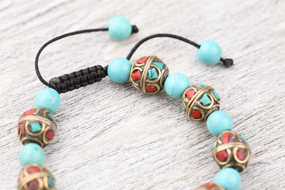 Wrist Malas Default Traditional Tibetan Turquoise Bead Bracelet wm230