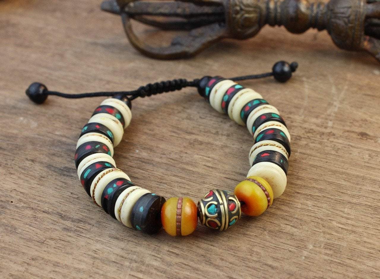 Wrist Malas Default Vintage Bead and Bone Wrist Mala WM390