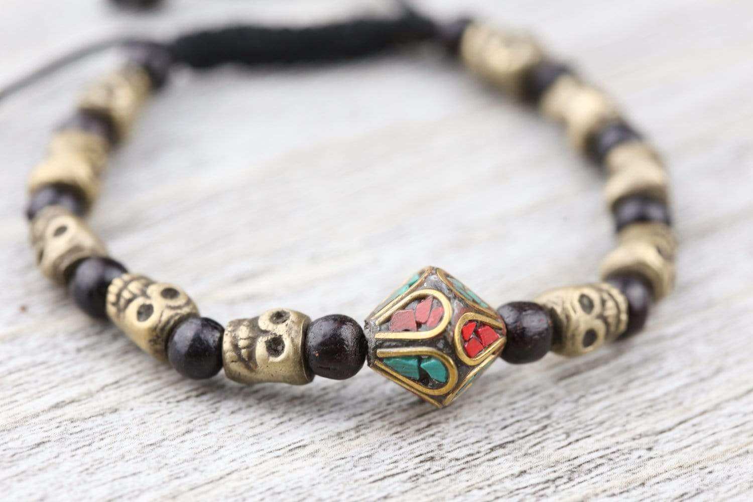 Wrist Malas Default Vintage Tibetan Skull Wrist Mala wm217