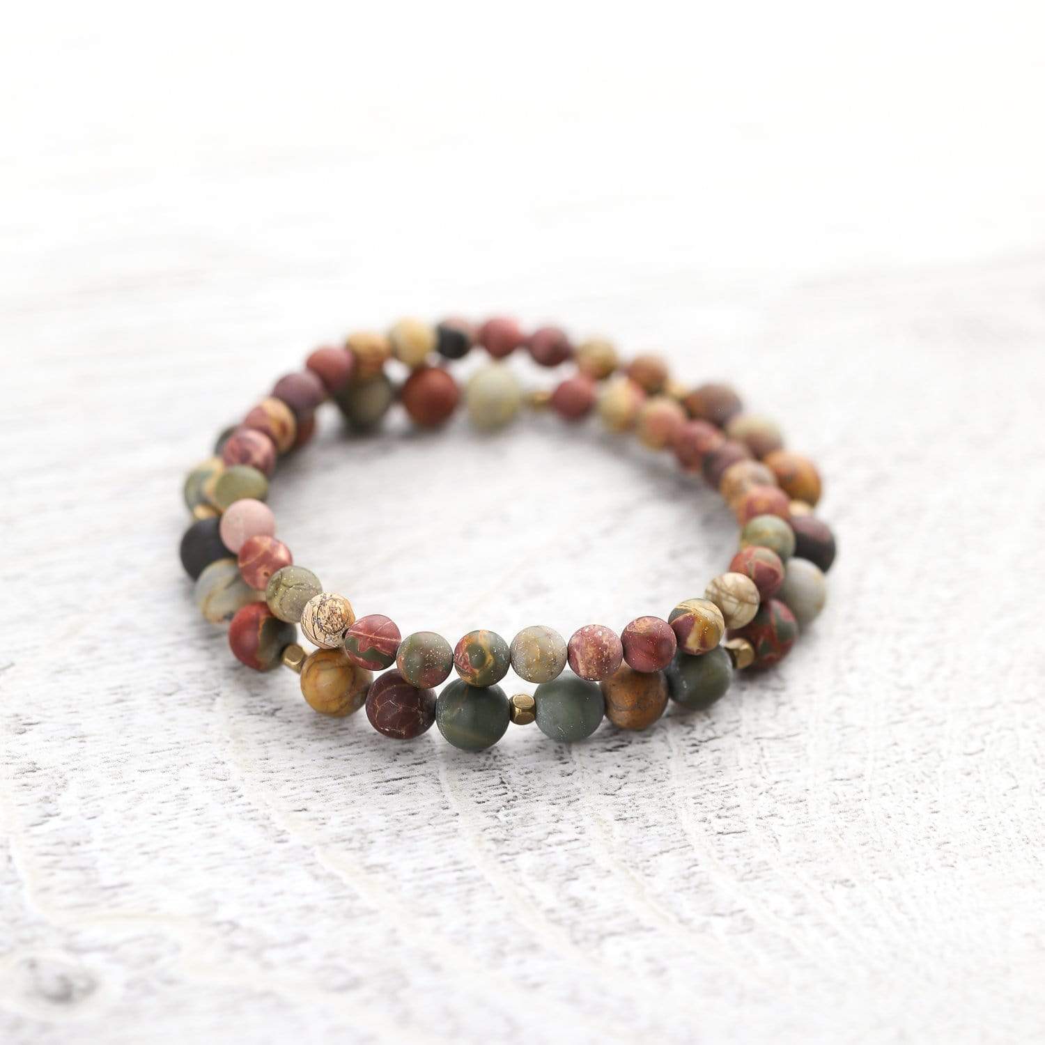 Wrist Malas Earthy Riverstone Double Wrap Bracelet