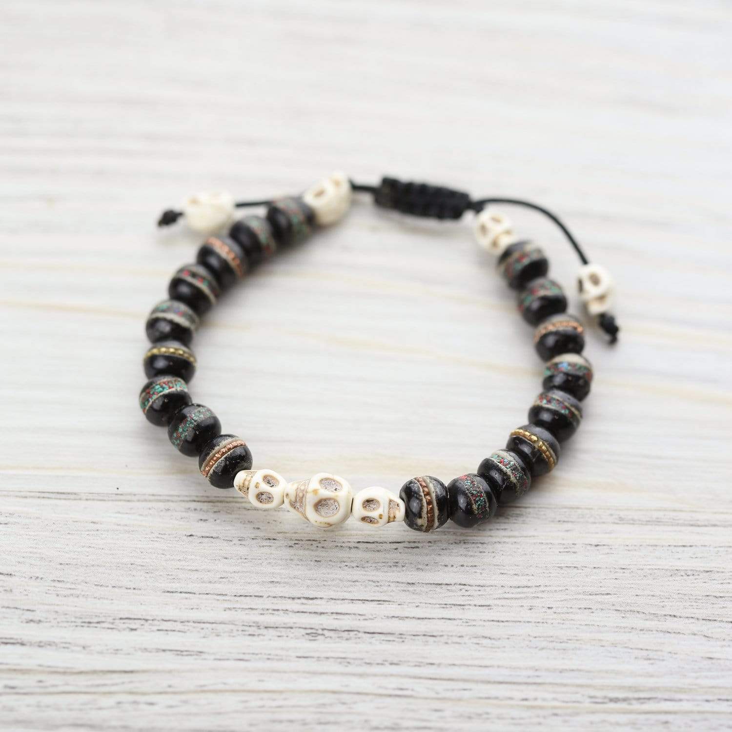 Wrist Malas Inlaid Bone Impermanence Wrist Mala