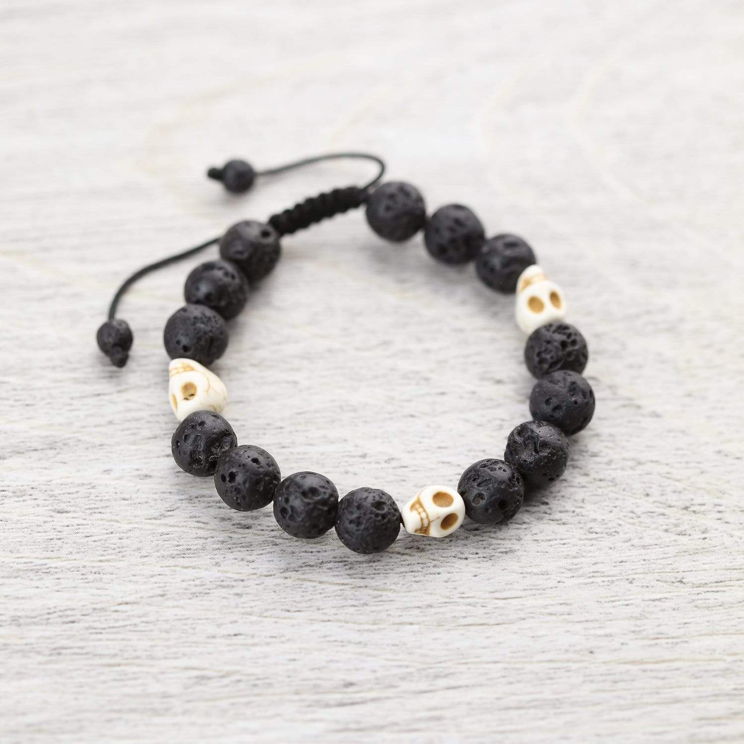 Wrist Malas Lava and Skull Reflection Wrist Mala WM437