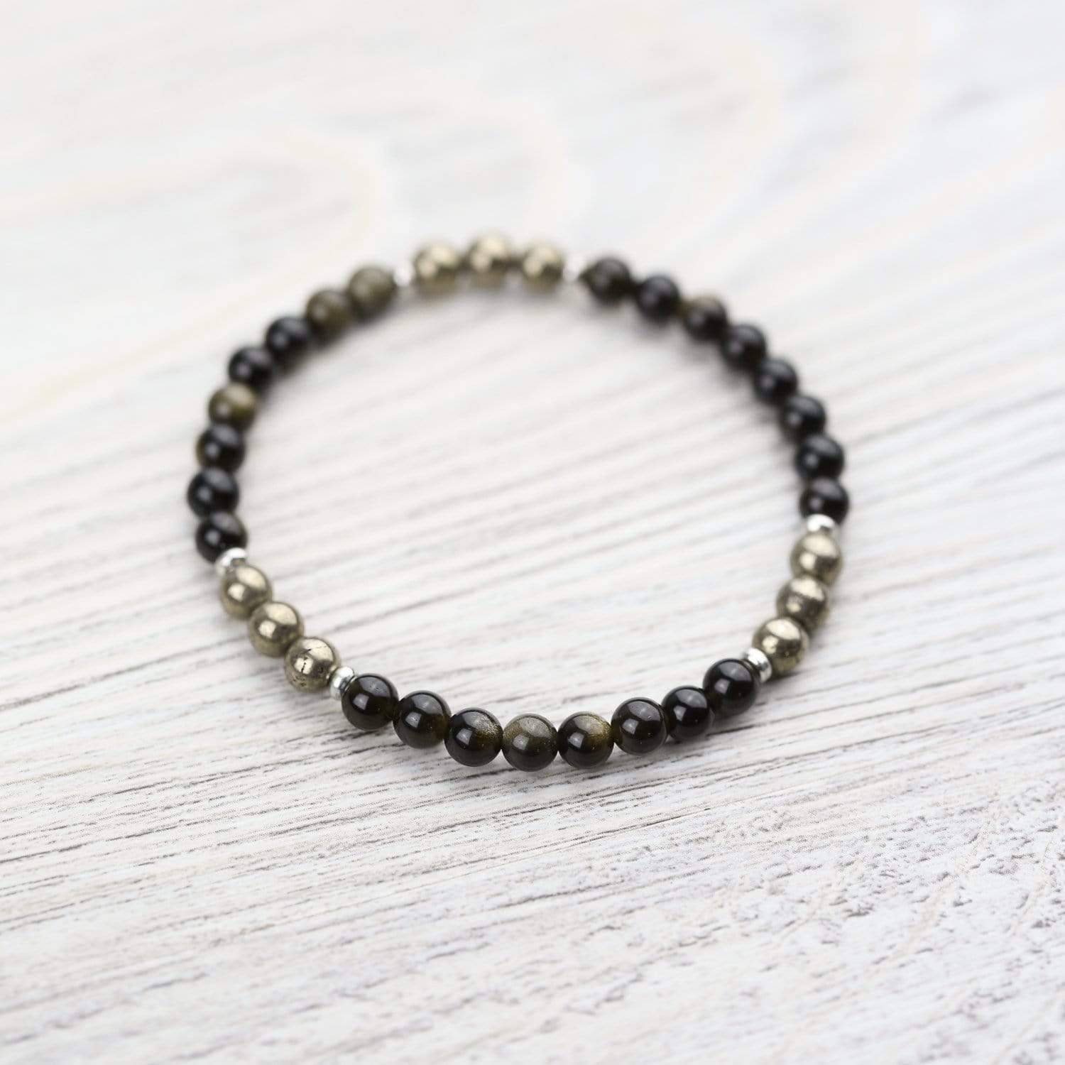 Wrist Malas Obsidian & Pyrite Protection Bracelet