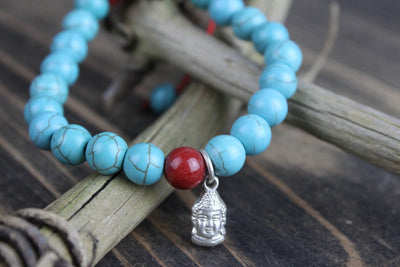 Wrist Malas Peace and Tranquility Buddha Turquoise Bracelet wm407