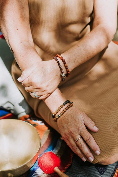 Wrist Malas Rudraksha & Dzi Balance Bracelet