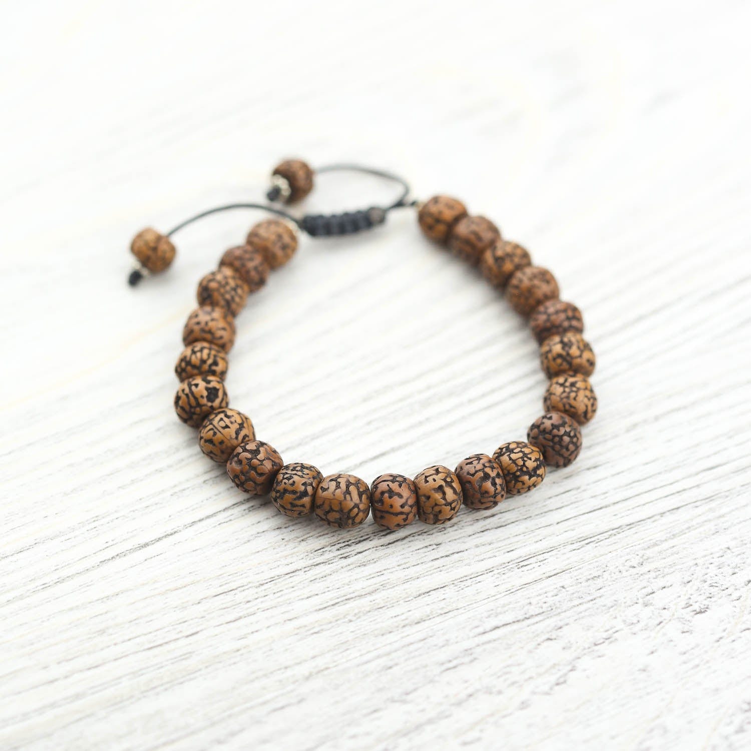Natural brown Rudraksha Bodhi Mala Beads Prayer Yoga Bracelet Meditation |  eBay