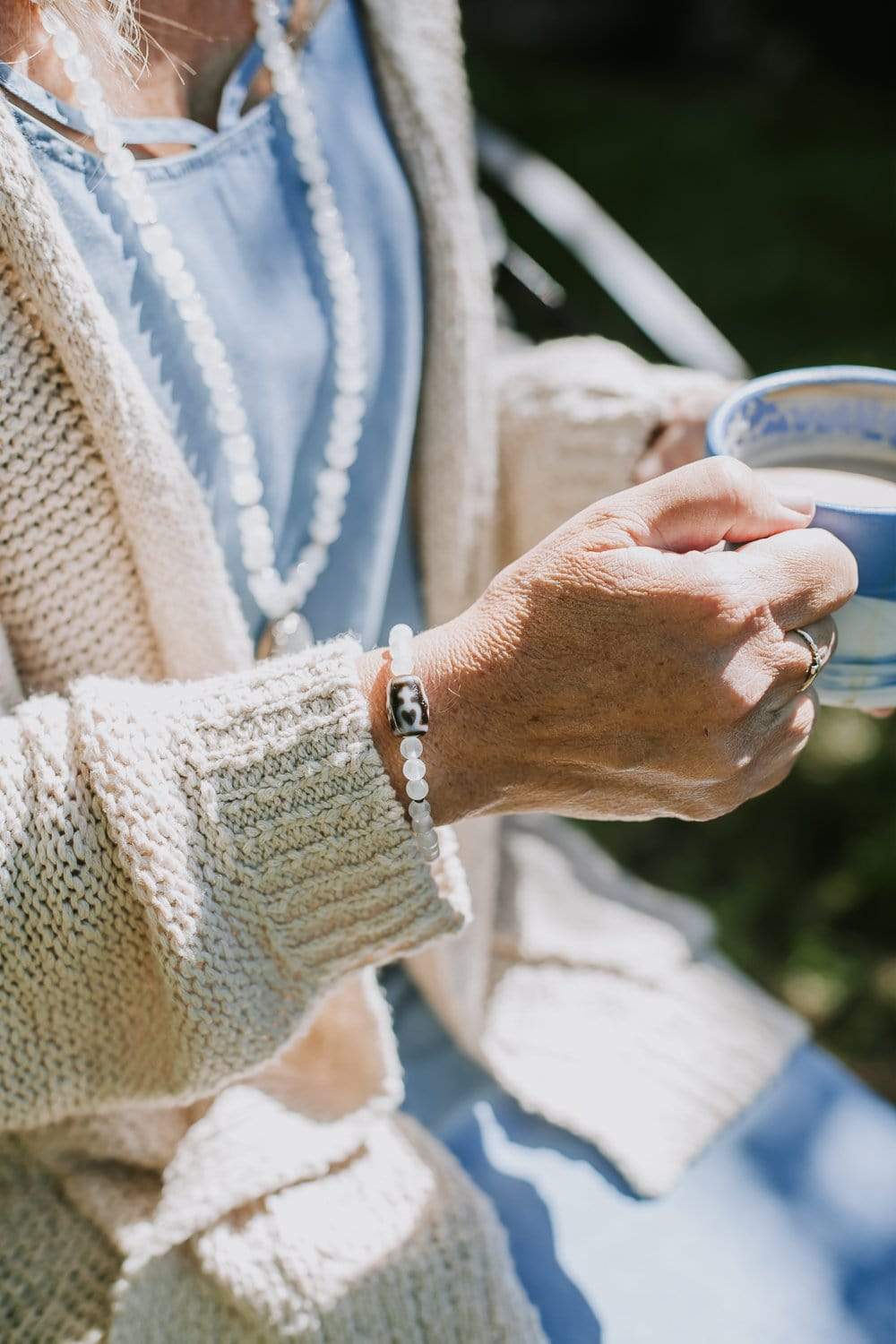 Wrist Malas Selenite Clarity Dzi Bracelet WM583