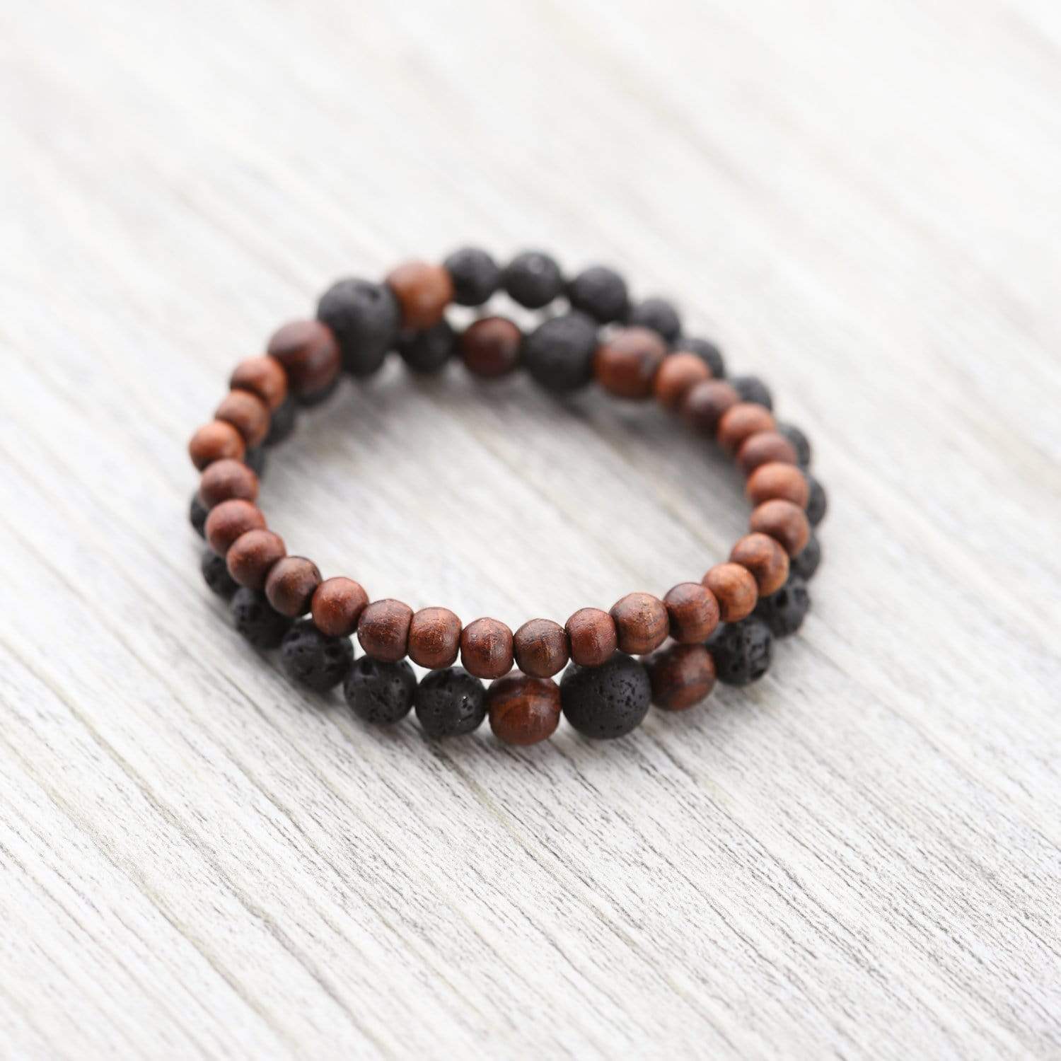 Wrist Malas Small Double Wrap Lava Rock and Thai Rosewood Wrist Mala wm376