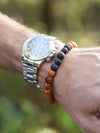 Wrist Malas Thai Rosewood and Lava Rock Bracelet