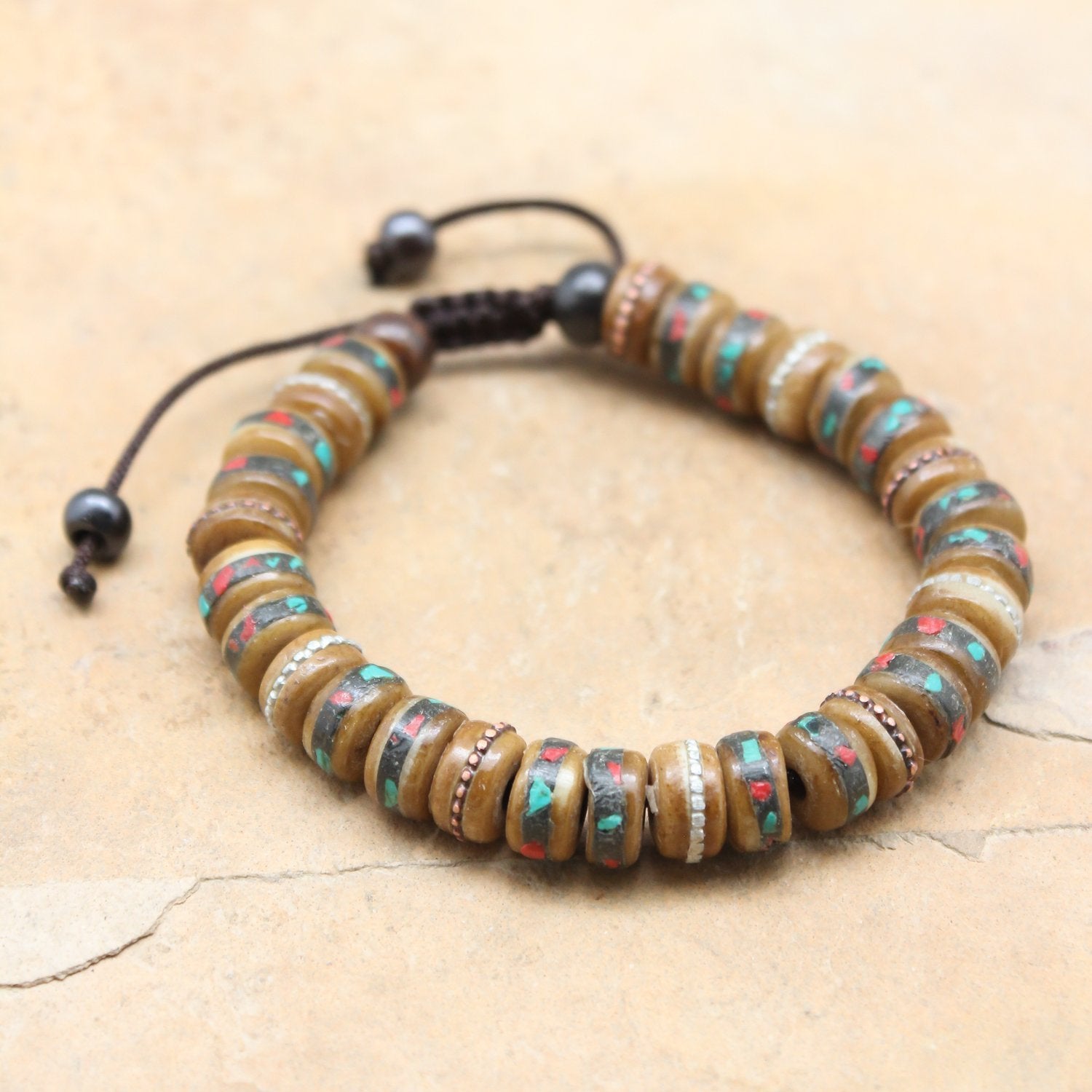 Wrist Malas Vintage Inlaid Himalayan Wrist Mala WM471