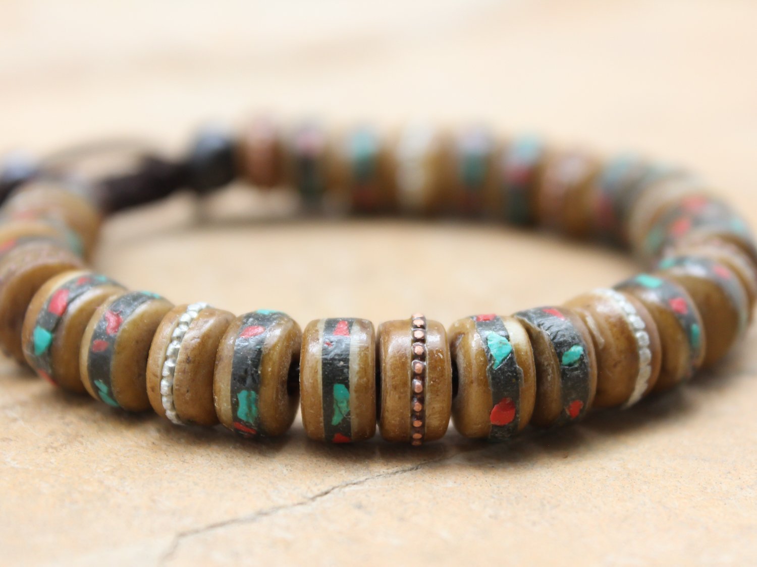 Wrist Malas Vintage Inlaid Himalayan Wrist Mala WM471